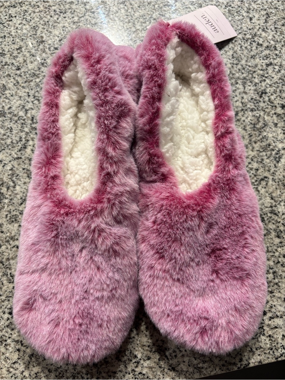 Auden- Plush Pink Faux Fur Slip-On Slippers